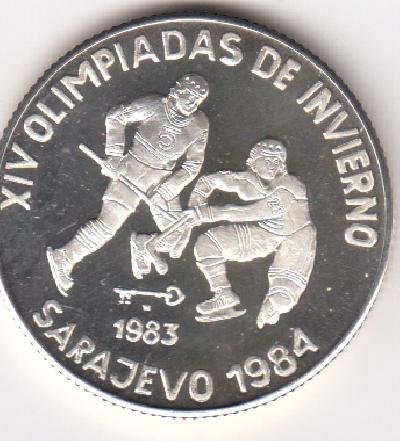 Beschrijving: 5 Peso W-OLYMPIC 84  ICE-HOCKEY